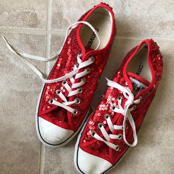sequin converse red